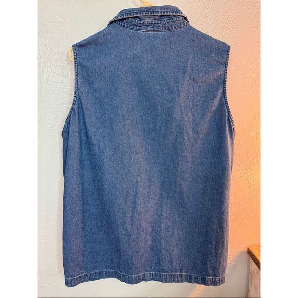 Vintage 90s Bobbie Brooks Denim Embroidered Autumn Teddy Bear Vest XXL - Picture 6 of 6